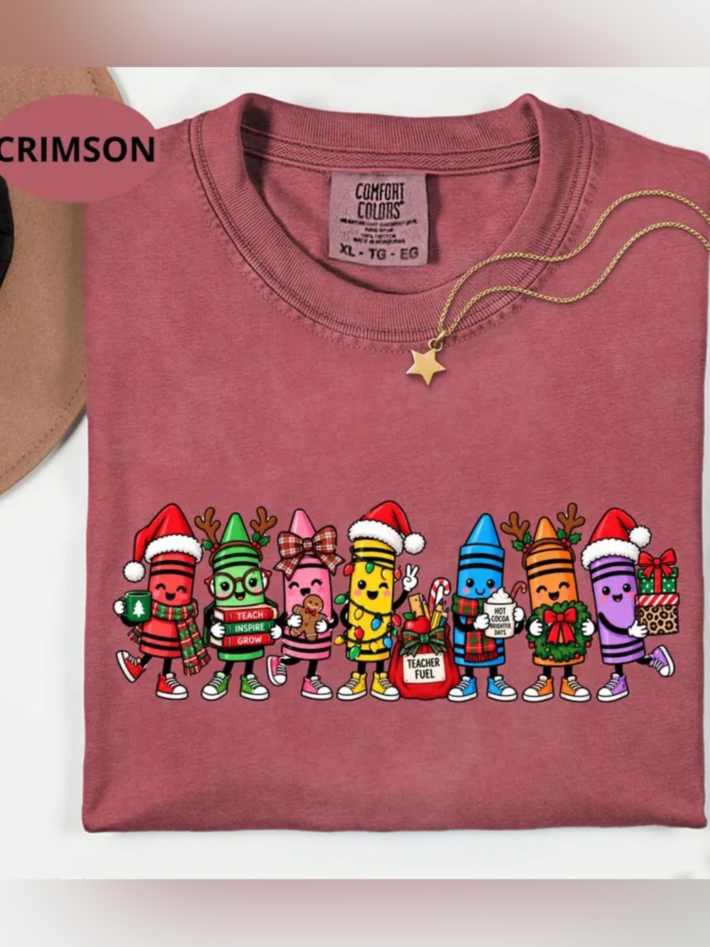 Comfort Colors Kids Dusty Rose Holiday Crayon Crewneck Tee